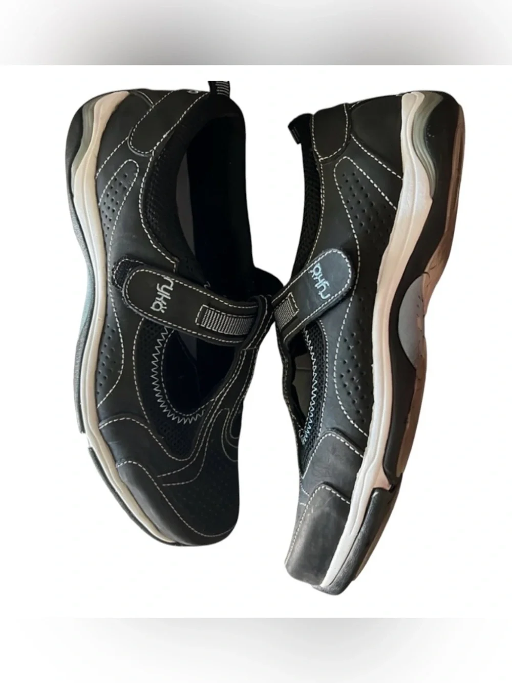 Ryka Veronica women’s 8W black and blue canvas slip on sneakers